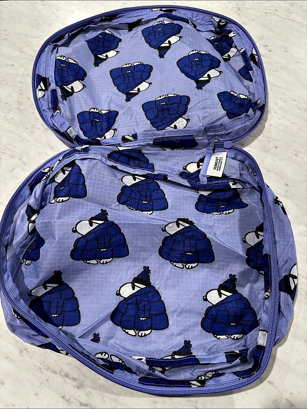Baggu x Peanuts Puffer Snoopy Packing Cube Set Blue & Green - Picture 4 of 6